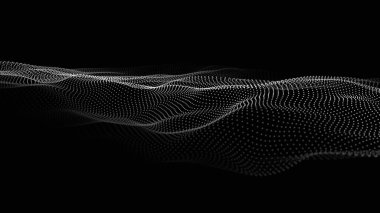 Parçacık dalgası. Gelecekçi nokta dalgası. Vektör çizimi. Dinamik bir dalga ile soyut arkaplan.