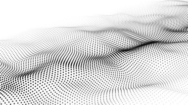 Parçacık dalgası. Gelecekçi nokta dalgası. Vektör çizimi. Dinamik bir dalga ile soyut arkaplan.