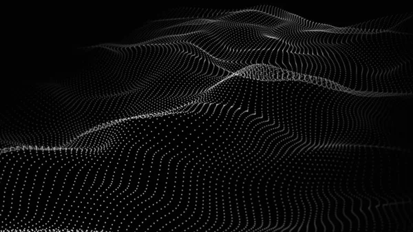 粒子的波涛未来主义的波尖 矢量图解 动态波的背景摘要 — 图库矢量图片