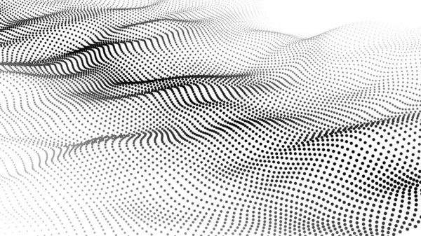 Vague Particules Onde Ponctuelle Futuriste Illustration Vectorielle Fond Abstrait Avec — Image vectorielle