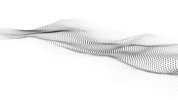 Een Golf Van Deeltjes Futuristische Puntgolf Vector Illustratie Abstracte Achtergrond — Stockvector