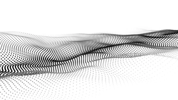粒子の波 未来的なポイント波 ベクトルイラスト 動的波を用いた抽象的背景 — ストックベクタ