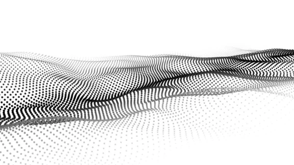 粒子的波涛未来主义的波尖 矢量图解 动态波的背景摘要 — 图库矢量图片