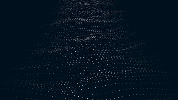 未来的な波だ ベクトルイラスト 点と線のダイナミックな絡み合いを持つ抽象的な背景 — ストックベクタ