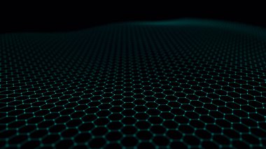 Fütürist altıgen soyut arka plan. Yapay zekanın analizi ve otomasyonu. Büyük veri. Üç Boyut