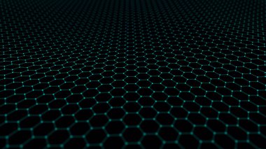 Fütürist altıgen soyut arka plan. Yapay zekanın analizi ve otomasyonu. Büyük veri. Üç Boyut