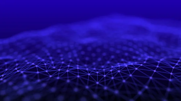 La estructura de la conexión de red de puntos y líneas. Tecnología de datos. Fondo digital. Renderizado 3D. —  Fotos de Stock