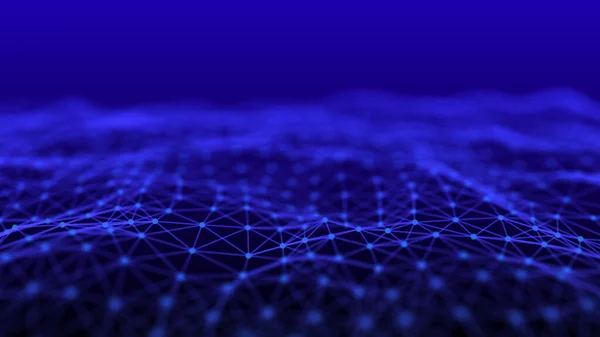 Структура мережевого з'єднання точок і ліній. Технології передачі даних. Цифровий фон. 3D візуалізація . — стокове фото
