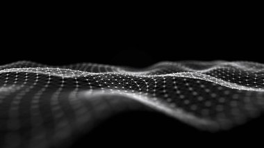 Kesişen noktalar ve çizgiler dalgası. Soyut arkaplan. Bilim için teknolojik tarz, büyük veri .3D görüntüleme.