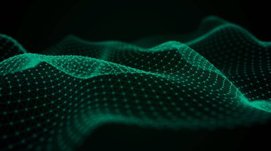 Kesişen noktalar ve çizgiler dalgası. Soyut arkaplan. Bilim için teknolojik tarz, büyük veri .3D görüntüleme.