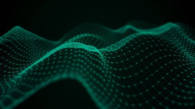 Kesişen noktalar ve çizgiler dalgası. Soyut arkaplan. Bilim için teknolojik tarz, büyük veri .3D görüntüleme.