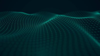 Kesişen noktalar ve çizgiler dalgası. Soyut arkaplan. Bilim için teknolojik tarz, büyük veri .3D görüntüleme.