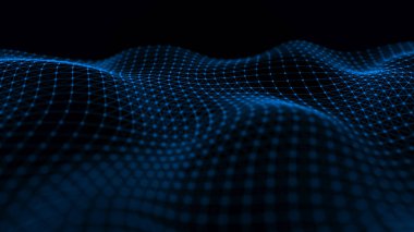 Kesişen noktalar ve çizgiler dalgası. Soyut arkaplan. Bilim için teknolojik tarz, büyük veri .3D görüntüleme.
