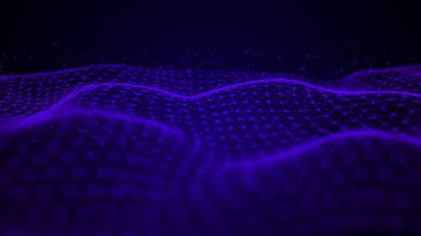Kesişen noktalar ve çizgiler dalgası. Soyut arkaplan. Bilim için teknolojik tarz, büyük veri .3D görüntüleme.