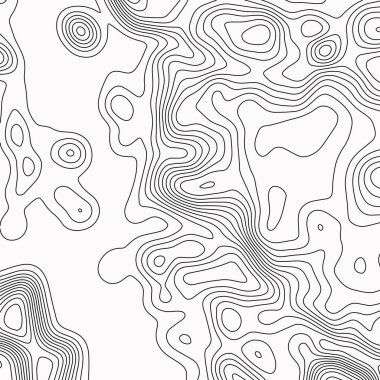 Topografik harita. Beyaz arka planda siyah çizgiler. Özet geçmişten bahset. Vektör illüstrasyonu.