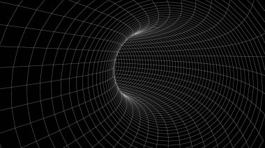 Soyut tünel. Vektör solucan deliği 3DKoridor ızgarası