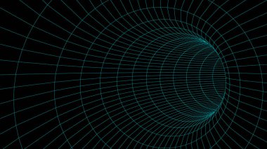 Soyut tünel. Vektör solucan deliği 3DKoridor ızgarası