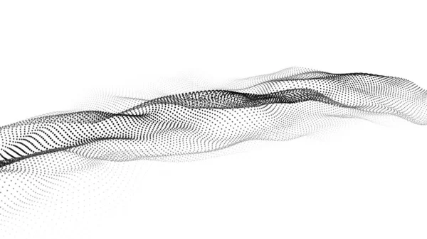 Een Golf Van Deeltjes Futuristische Puntgolf Vector Illustratie Abstracte Achtergrond — Stockvector
