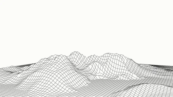 Illustration Vectorielle Technologique Abstraction Aménagement Paysager Des Montagnes — Image vectorielle