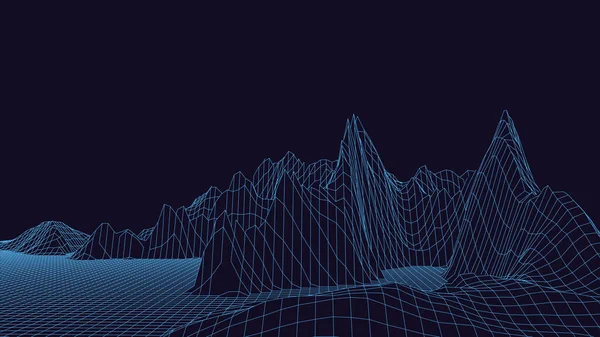 Tecnologia Ilustração Vetorial Abstração Projeto Paisagem Montanhas — Vetor de Stock