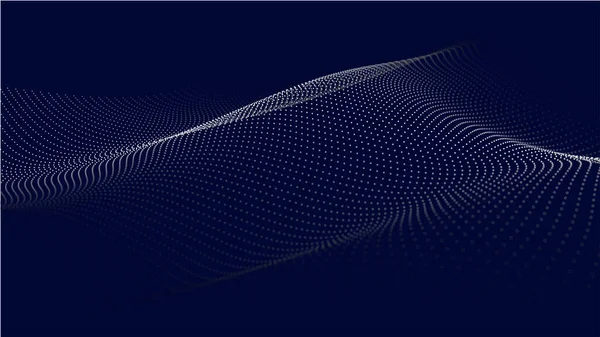 Egy Részecske Hullám Futurisztikus Ponthullám Vektor Illusztráció Absztrakt Kék Háttér — Stock Vector