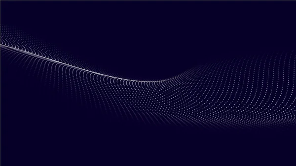 Une Vague Particules Onde Ponctuelle Futuriste Illustration Vectorielle Fond Bleu — Image vectorielle