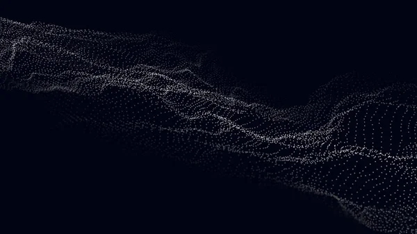 一波波粒子未来主义的波尖 矢量图解 带有动态波的抽象蓝色背景 — 图库矢量图片