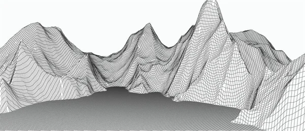 Tecnologia Ilustração Vetorial Abstração Projeto Paisagem Montanhas — Vetor de Stock