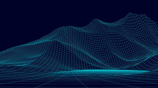 Technikvektorillustration Abstraktion Landschaftsgestaltung Von Bergen — Stockvektor