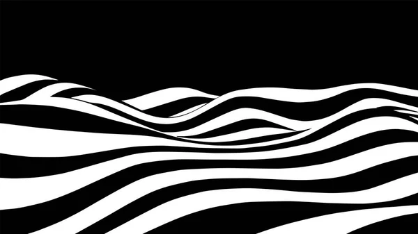 Onda Abstracta Blanco Negro Ilusión Óptica Ilustración Vectorial Retorcida Engañar — Vector de stock