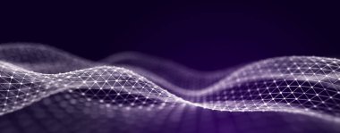 Çizgiler ve noktalar birbirine bağlı teknolojik altyapı. Ağ bağlantısı yapısı. Dijital veri iletişimi. 3B görüntüleme.