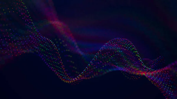Большая Визуализация Данных Музыкальный Поток Звуков Абстрактный Фон Переплетением Точек — стоковое фото