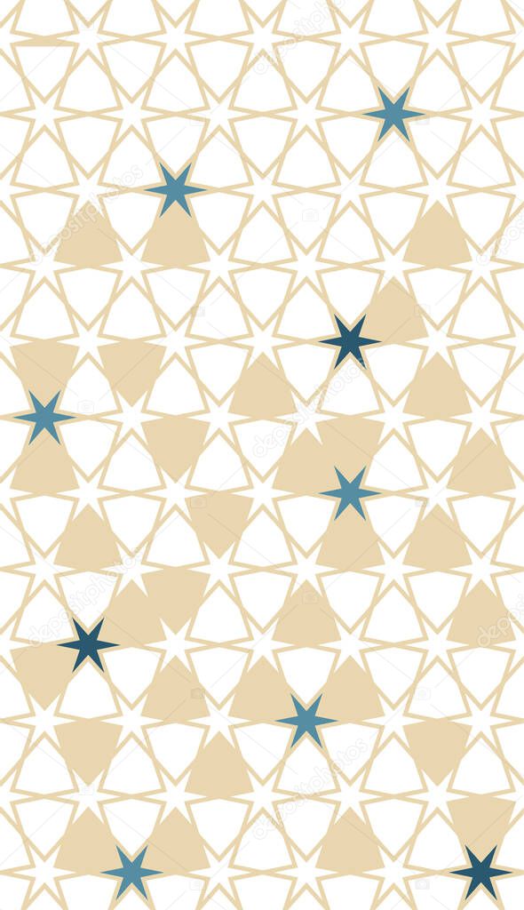 Arabesque seamless vector background pattern. Geometric arabesque halftone background with color tile disintegration