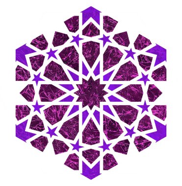 Arabesk dekoratif yuvarlak mandala çizimi. Geometrik desenli element, dekor. Beyaz arkaplanda izole edilmiş amblem veya işaret