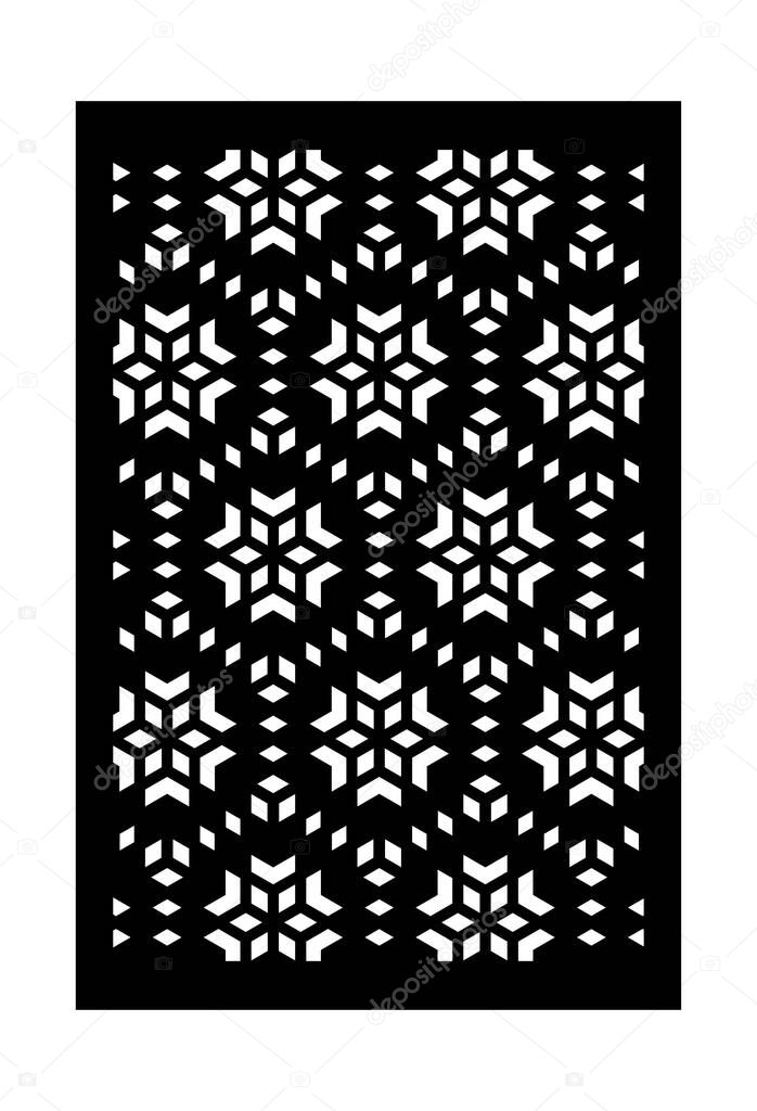 Shade screen, privacy fence template. Laser cut vector panel, screen, fence, divider. Cnc decorative pattern, jali design, interior element. Islamic , arabic laser cutting
