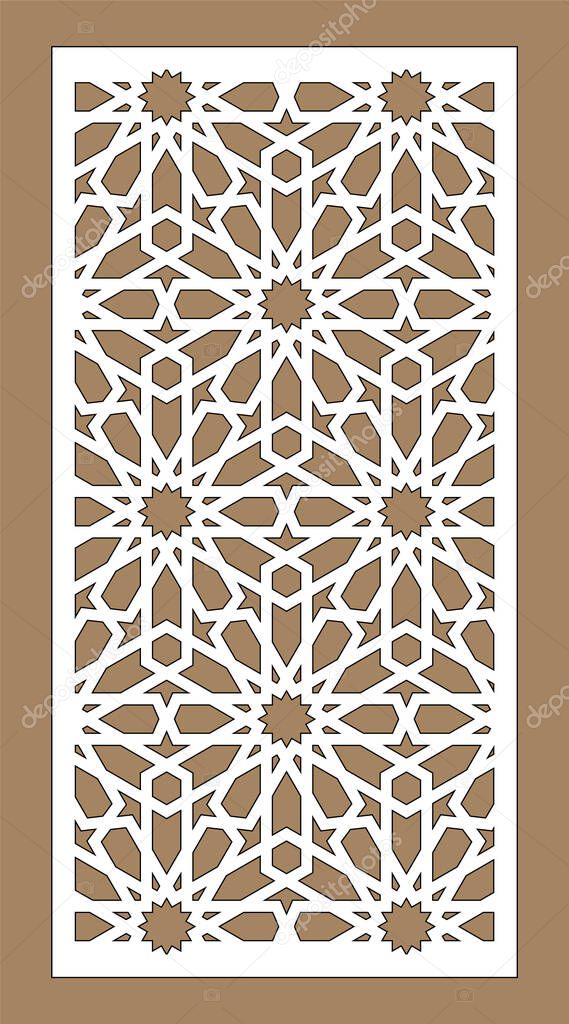 Laser cut vector panel. Cnc decor pattern, jali design, interior partition. Islamic,arabic laser cutting
