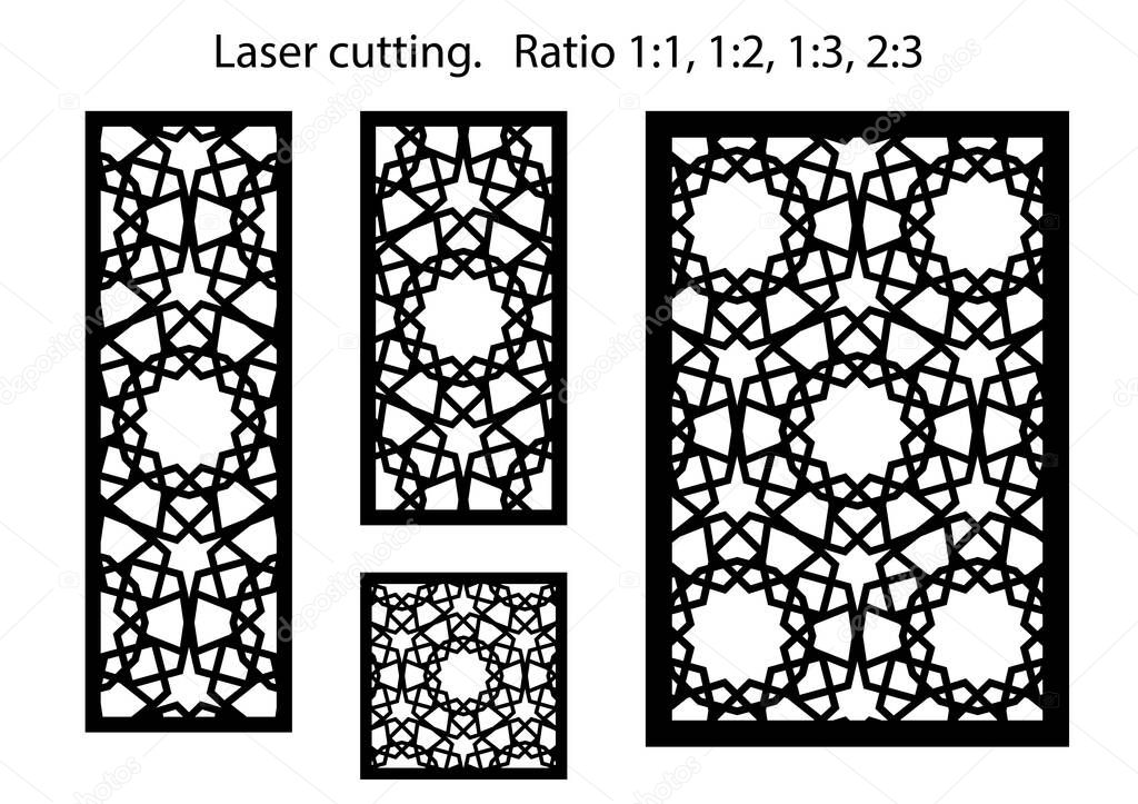 Laser cut vector panels kit. Cnc decor template, jali design, interior partition. Islamic,arabic laser cutting