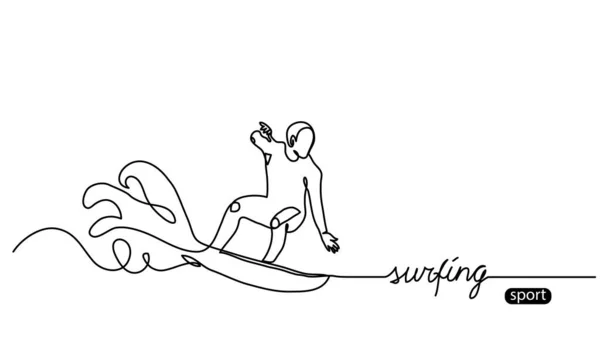 Surfen op vectorachtergrond, banner, poster. Surfen sport minimalistische illustratie — Stockvector