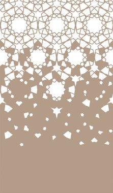 Arap geometrik yıldız vektör deseni, sınır, doku, duvar kağıdı, dekorasyon. Renk kiremit ayrışması ile geometrik Arapça yarım ton deseni