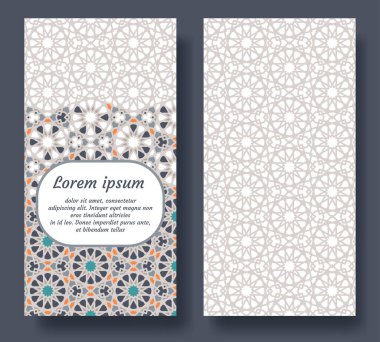 Davetiye için İslami kart, kutlama, tarihi kaydet, İslami geometrik fayansla yapılan düğün. Kart Colofrul vektör şablonu