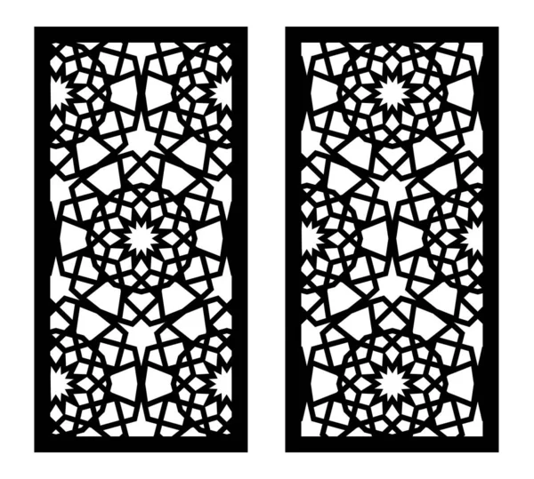 Decoratief vectorpaneel voor lasersnijden. Sjabloon voor interieur partitie in arabesque stijl — Stockvector