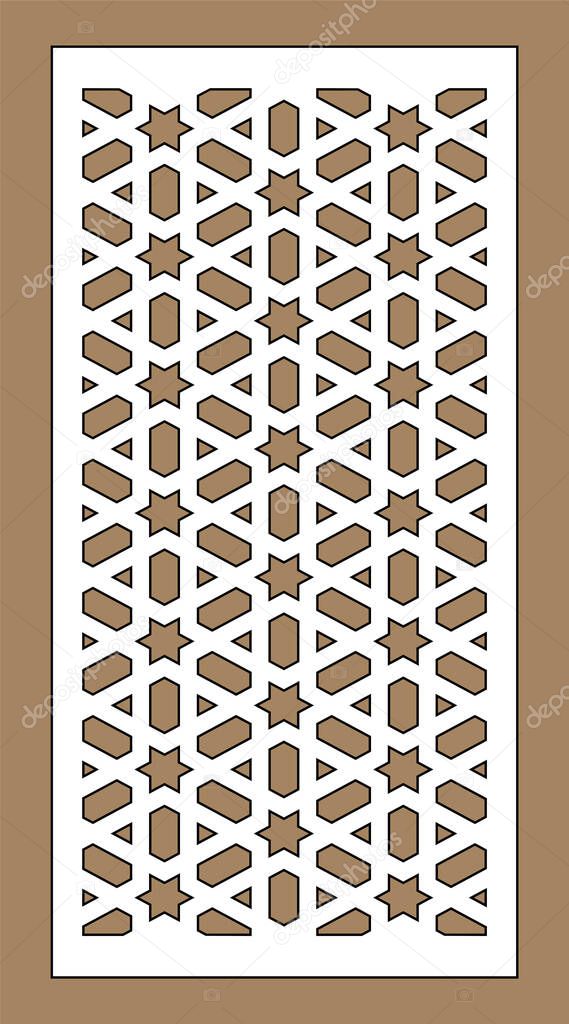 Lazer cut vector panel. Cnc decor pattern, jali design, interior partition. Islamic,arabic lazer cutting panel