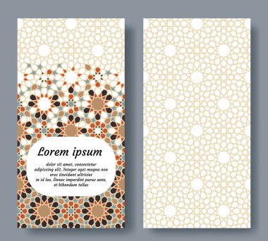 Arap çifte kart tasarımı davetiye, kutlama, tarihi kaydet, düğün Arap geometrik mozaiğinde gerçekleştirildi