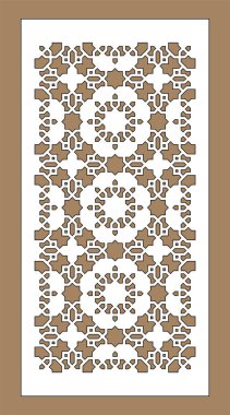 Arapça cnc vektör paneli. Lazer kesimi. Arap tarzında iç bölünme şablonu. Cnc dekoratif panel