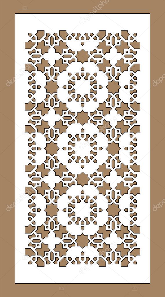 Arabic cnc vector panel. Laser cutting. Template for interior partition in arabic style. Cnc decorative panel
