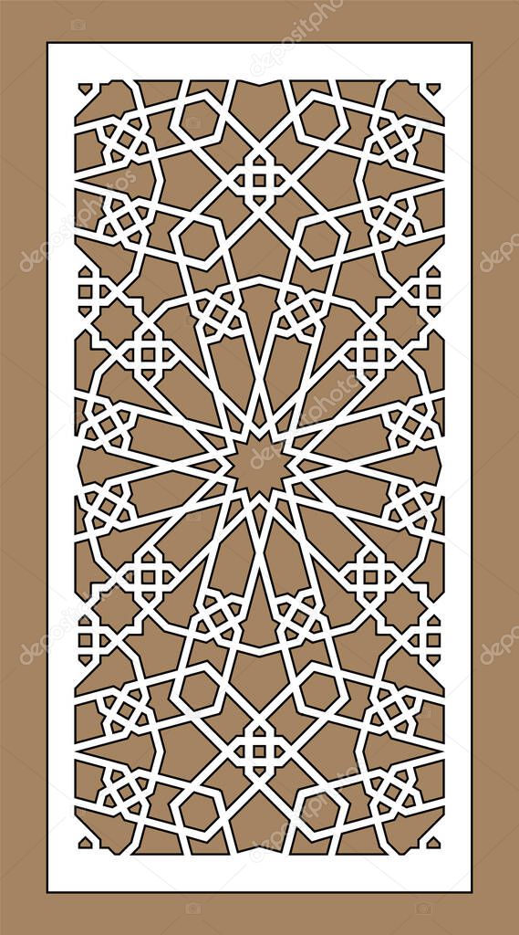 Laser cutting. Arabesque decorative vector panel. Template for interior partition in arabic style. Laser cutting design