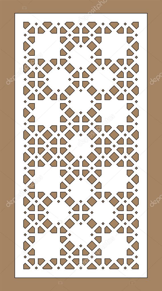 Arabic islamic decorative wall, screen, panel pattern with stars. Vector template kit. Set of decorative vector panels for laser cutting. Template for interior partition in arabesque style