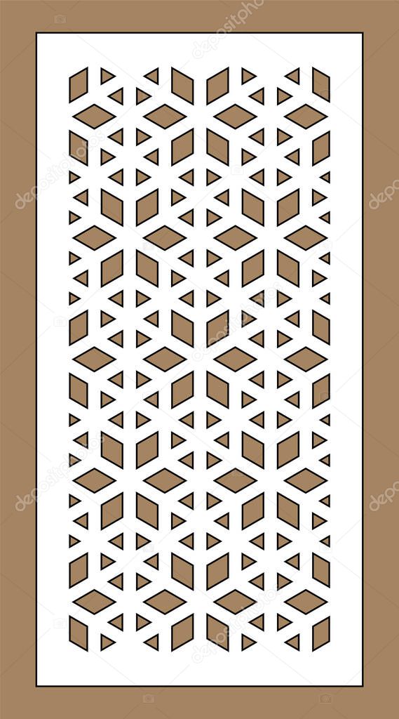 Laser cutting vector template. Arabesque vector panel, screen, fence. Cnc sheet for interior partition in arabic style, laser cutting