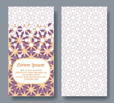 Davetiye için Arapça kart, kutlama, tarihi kaydet, düğün Arap geometrik fayanslarıyla gerçekleştirilecek. Kart Colofrul vektör şablonu