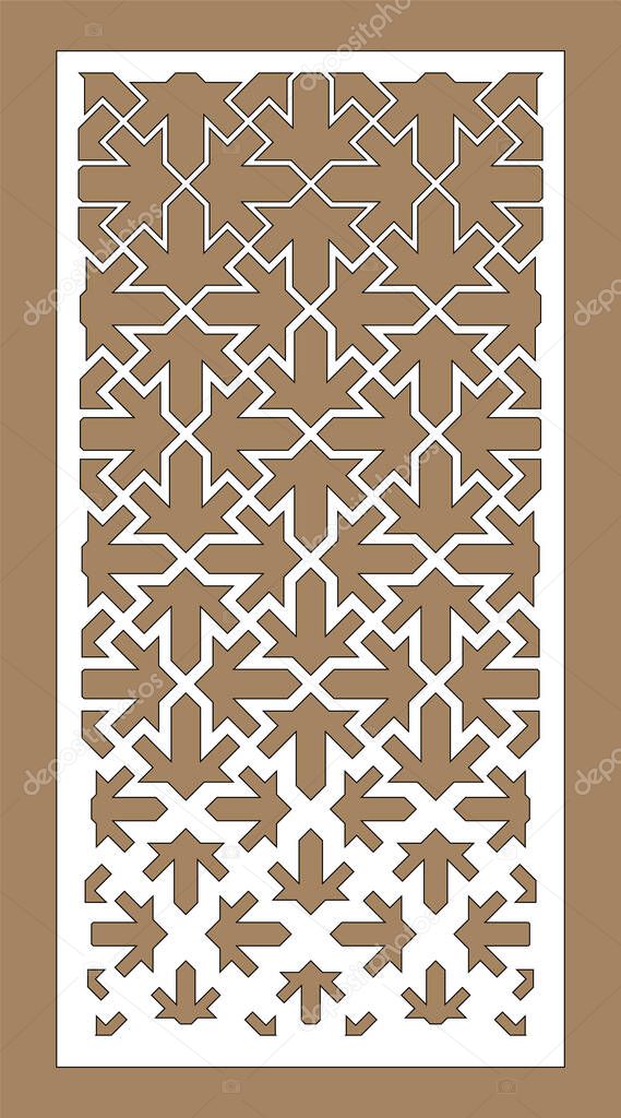 Laser cutting pattern for cnc. Arabesque gradient vector panel. Decorative jali sheet. Template for interior partition in arabic style. Ratio 1 to 2. Laser cutting design